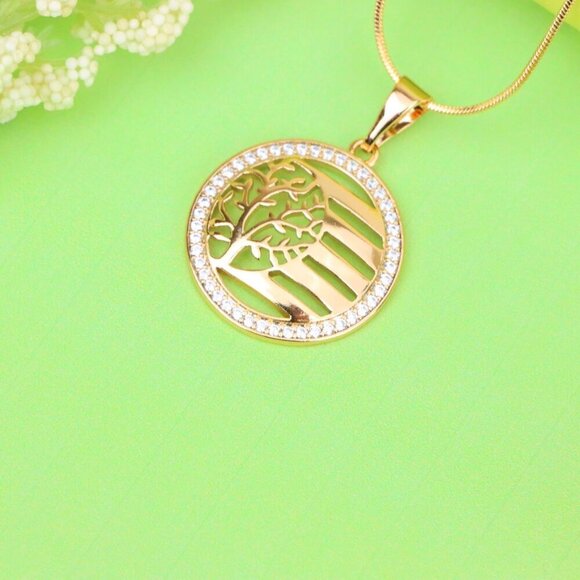 "Tree of Life Circle Pendant in Rose Gold, XPPT1322 - Picture 2 of 13